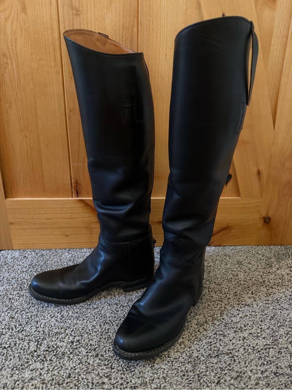 Dehner Custom Made Black Leather Knee High Riding Boots Omaha USA Equestrian 6.5